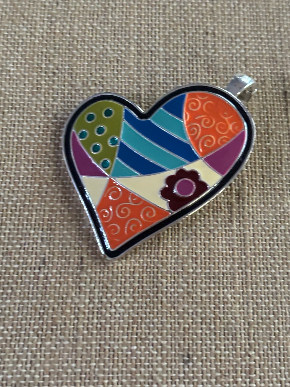 RMN Signed Pendant Magnetic Clasp Closure Multicolored Heart